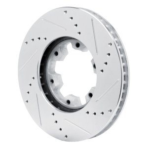 Nissan NV350 UrVan Brake Rotor (1) - Front Right - R1 Concepts - Drilled & Slotted - Silver - `02-`24